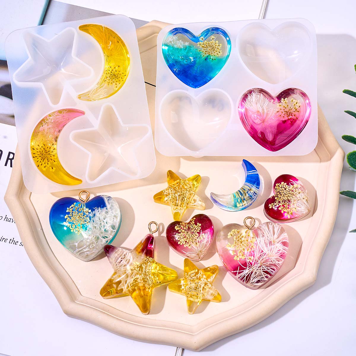 Model Kit Resin - Heart Star Moon Pendant Silicone Mold